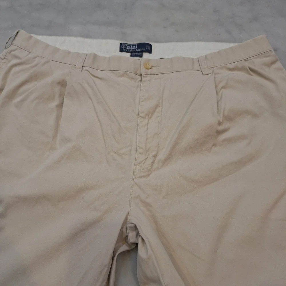 Vtg 90s Polo Ralph Lauren Hammond Pant Mens 42x30 (40x28) Khaki Pleated Cuffed